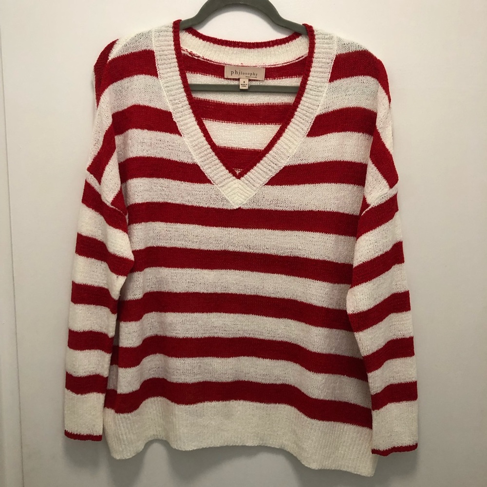 Red and white striped sweater